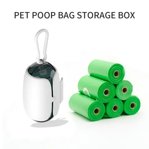 Dog Poop Bag Holder and Dispenser with Leash Attachment