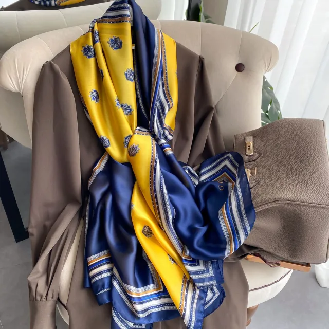 Personalized Printing Scarf Dual use Air Conditioning Shawl Sunscreen Blue Yellow - Shop at LoveMi