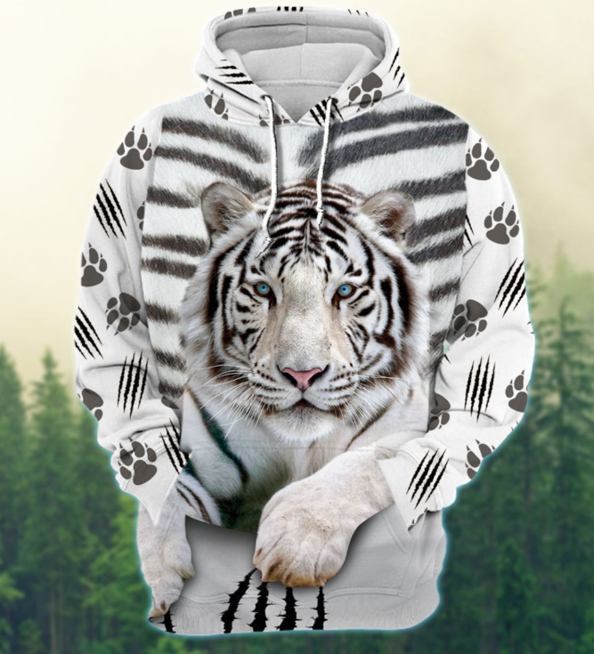 Men Printed Hooded 3D Casual Sweater