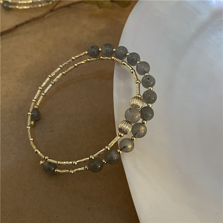 Design Sense Natural Stone Bracelet Retro Double Layer Simple Temperament Bracelet Bracelet