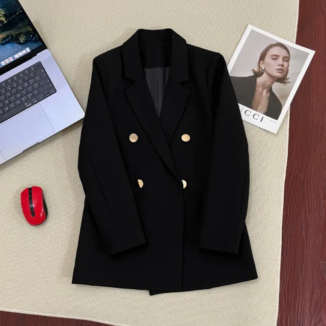 Women's All Match Casual Straight Suit Jacket Black - Shop at LoveMi