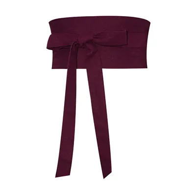 Cotton And Linen Waist Wrap Lace up Dress Accessories Fuchsia - Shop at LoveMi