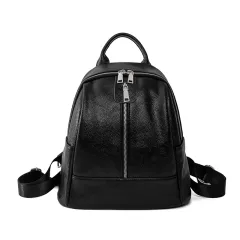 Travel All-match Trendy Fashion Leather High-capacity Ladies Backpack - Black - View 1