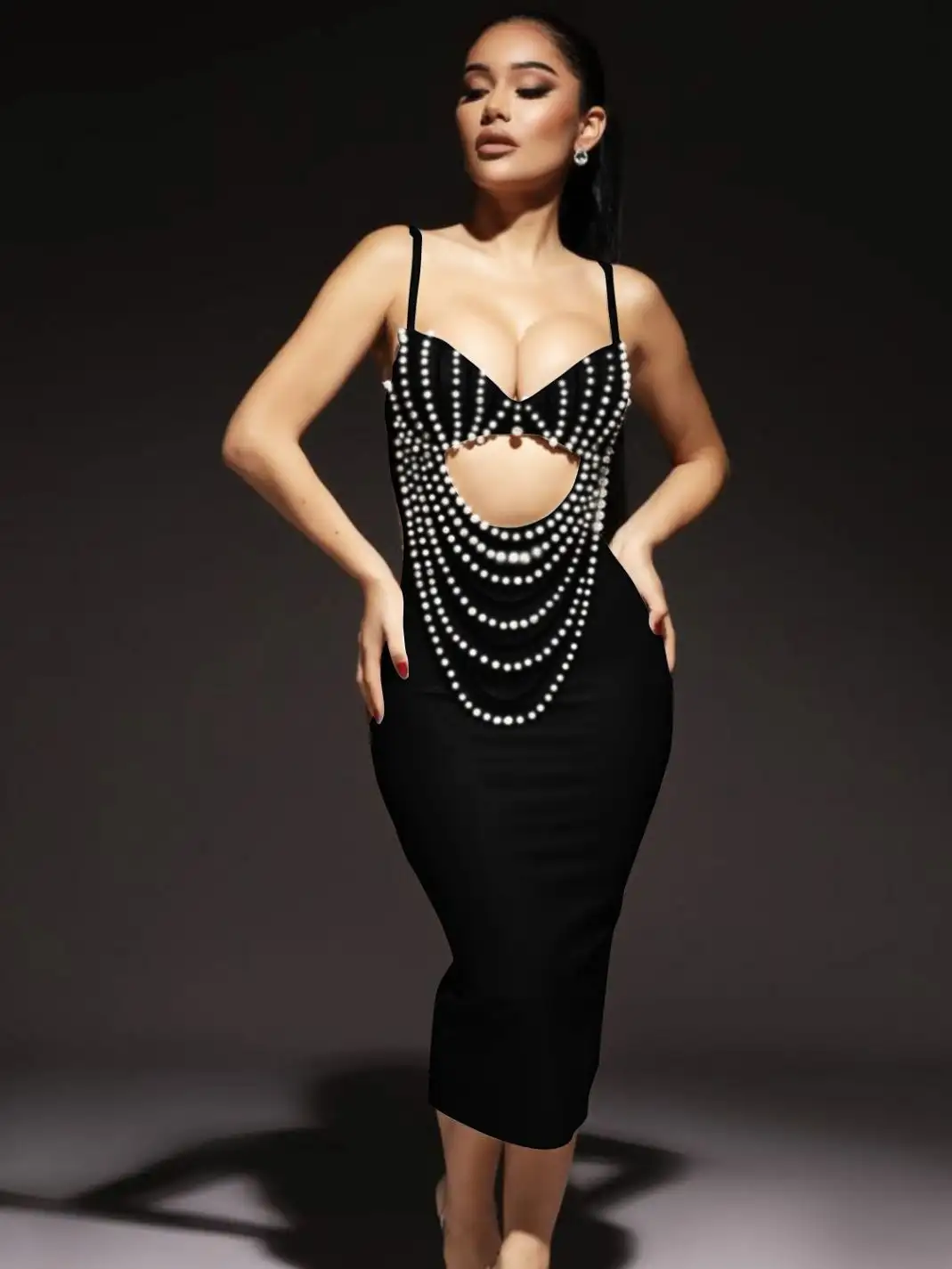 Fashion Summer Black And White Sling Party Dress