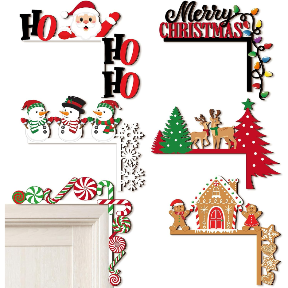 6 Pcs Christmas Door Corner Frame Decoration Christmas Door Topper