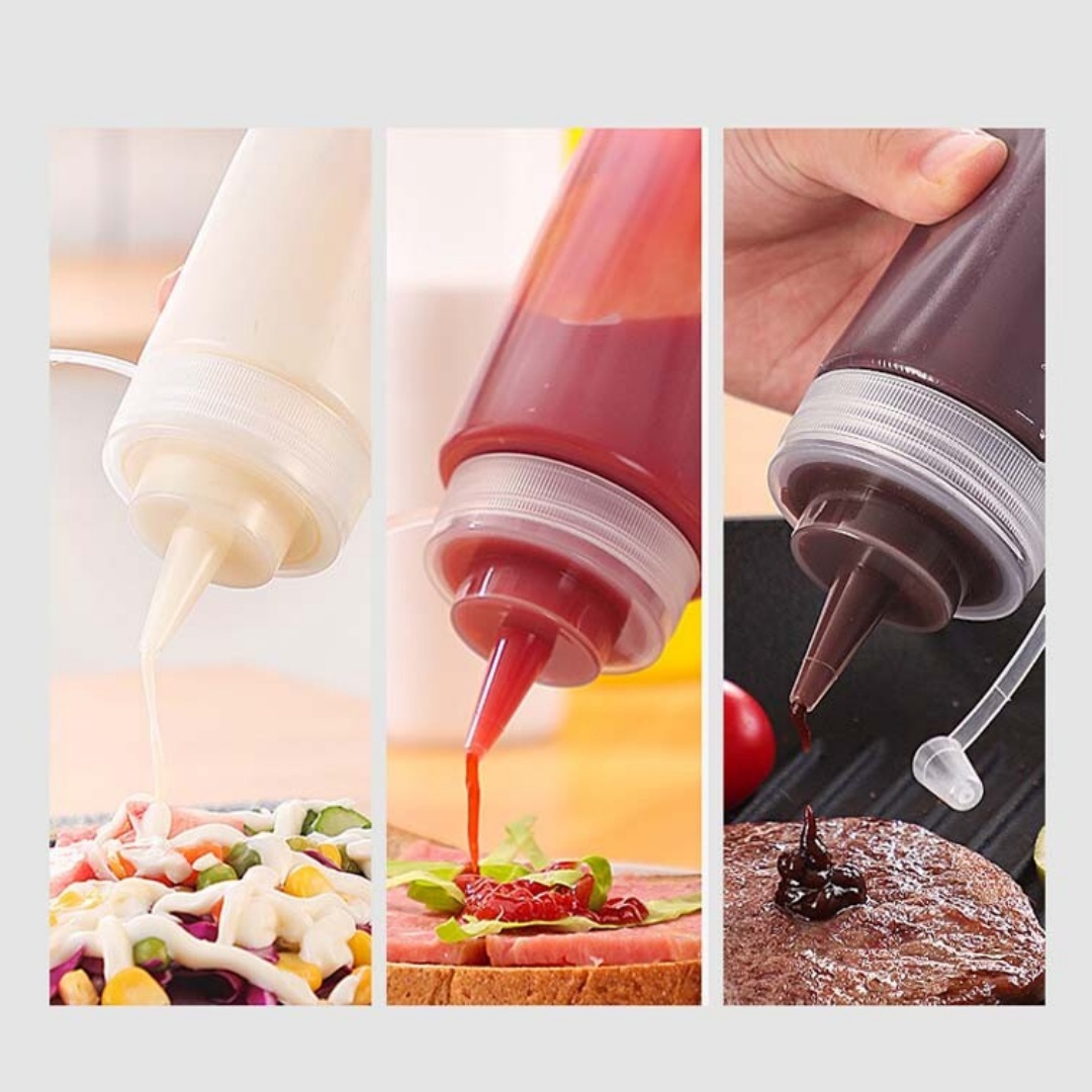 8 Pack Plastic Squeeze Sauce Bottles Kitchen Condiment Dispenser 500ml — image 2
