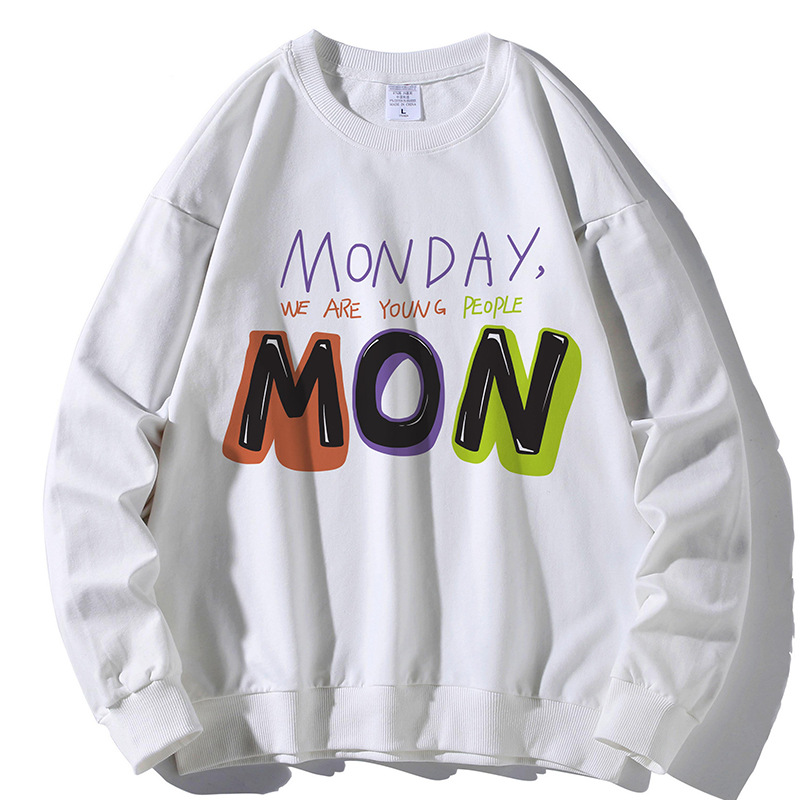 Men's Pure Cotton Round Neck Sweater Pullover Long Sleeve Top