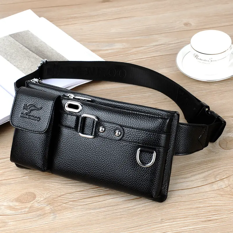 Luxury Brand Waist Bag Men Leather Fanny