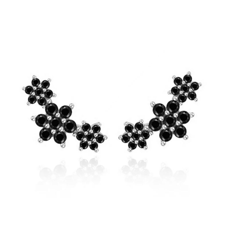 Title 2, Black Zircon Small Flower Ear Studs