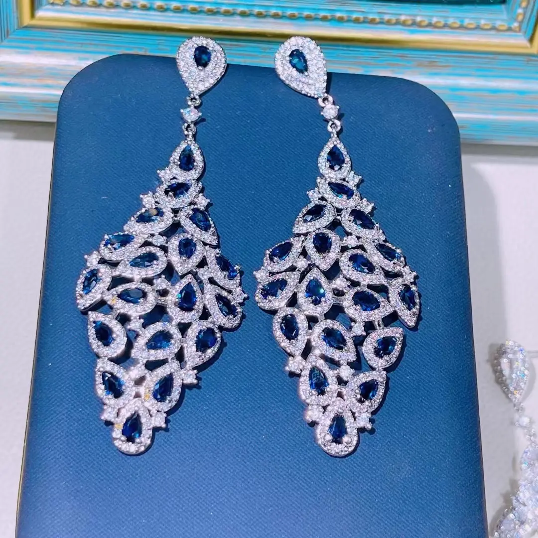 Luxury Full Zircon Water Drop Tassel Large