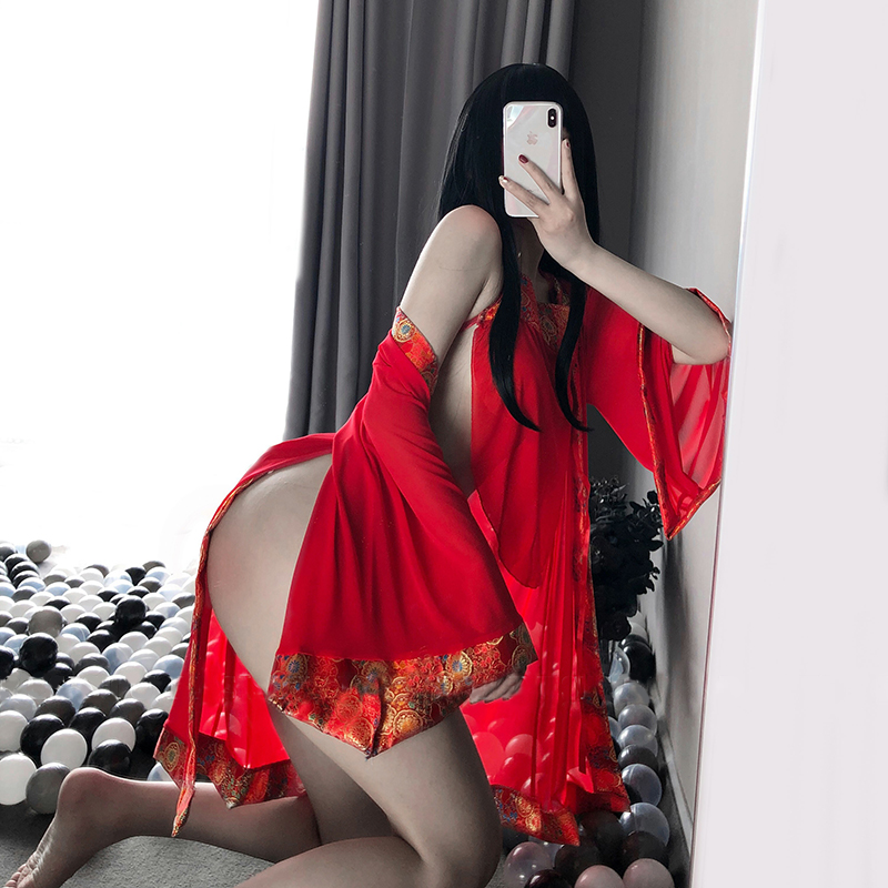 Red bodycon dress full view showing cheongsam-inspired design and modern styling