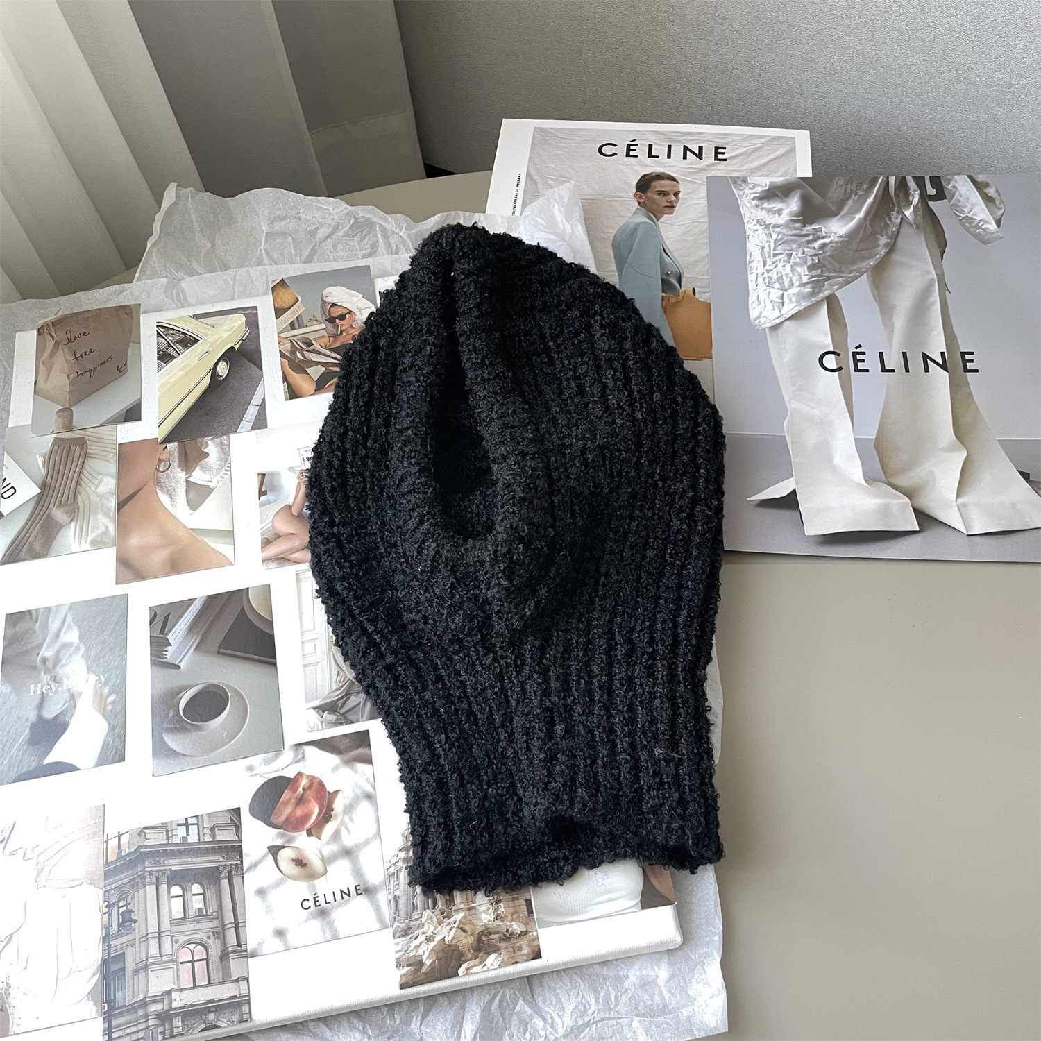 Warm Autumn And Winter Knitted Hat Black - Shop at LoveMi