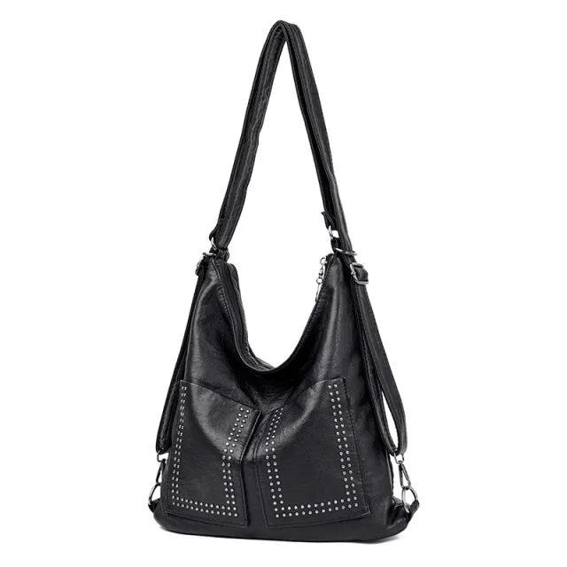 Trendy Fashion Ladies Tote Bag One Shoulder Handheld Diagonal Retro Black - Shop at LoveMi