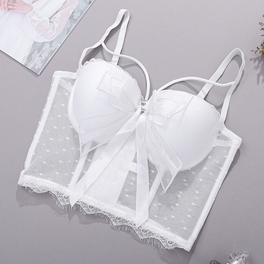 Women's See-through Suspenders With Underwire Lace Mesh Top