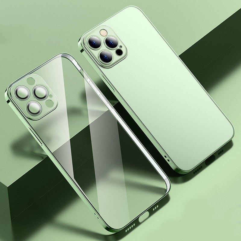 Coque intégrale de téléphone électroplaquée avec film pour objectif – doré – iPhone 13