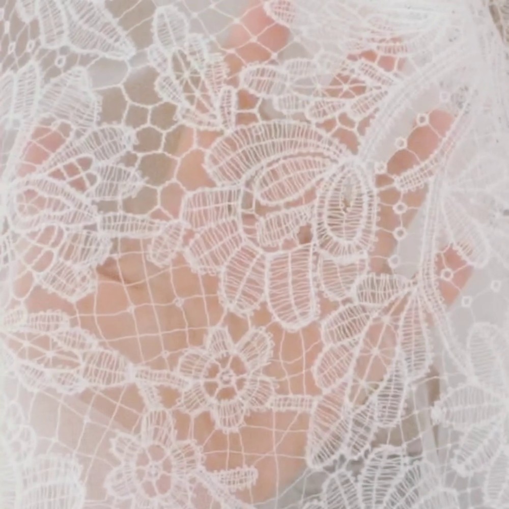 Title 4, Beige Fishing Thread Wedding Lace Fabric