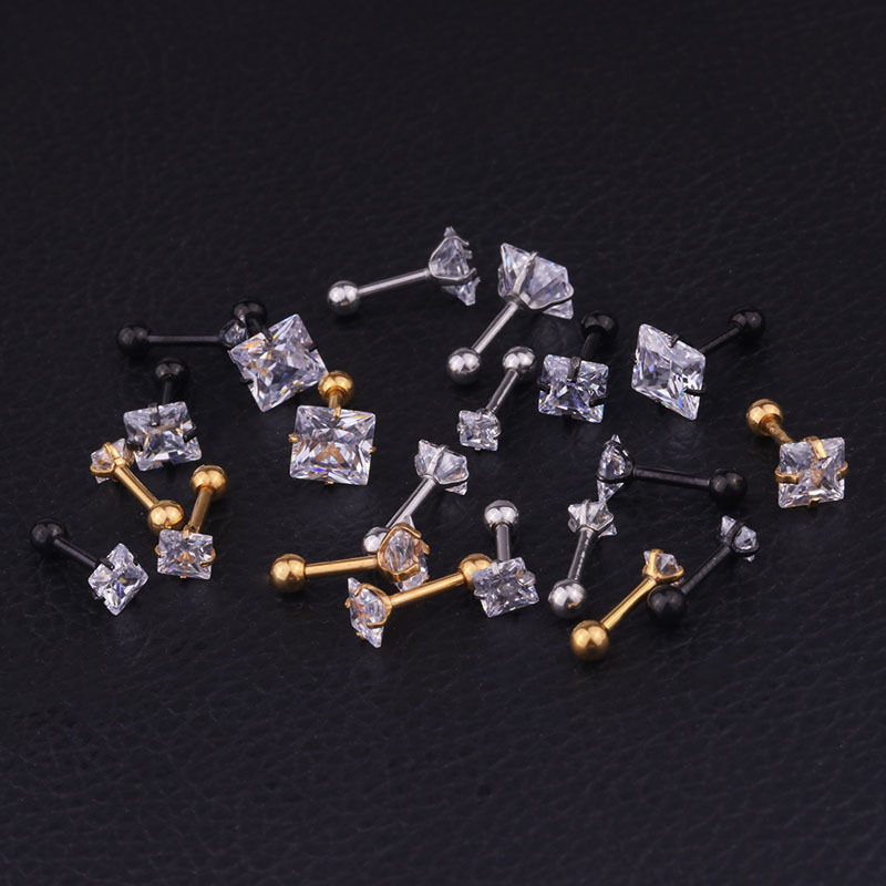 Square Zircon Ear Bone Studs