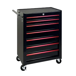 7-Drawer Rolling Tool Storage Cabinet With Detachable Top Tool Box, Universal Lockable Wheels, Adjustable Shelf, Locking Mechanism, Metal Tool Cart For Garage Workshop,Dark Space B