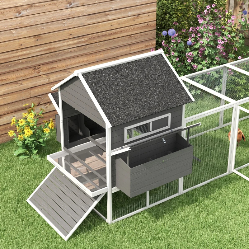 Wooden Chicken Coop For 8-10 Chickens, Backyard, Gray
