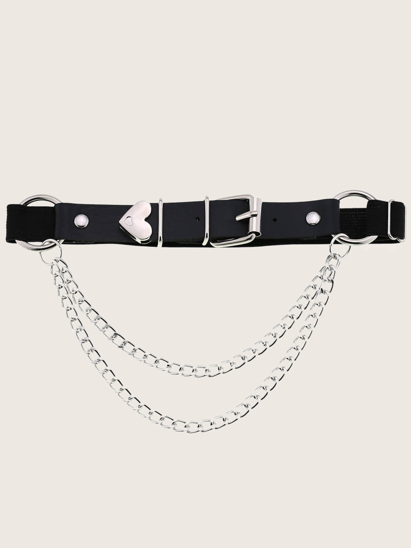 A Sex Heart Chain Elastic Leather Irregular Garter Belt