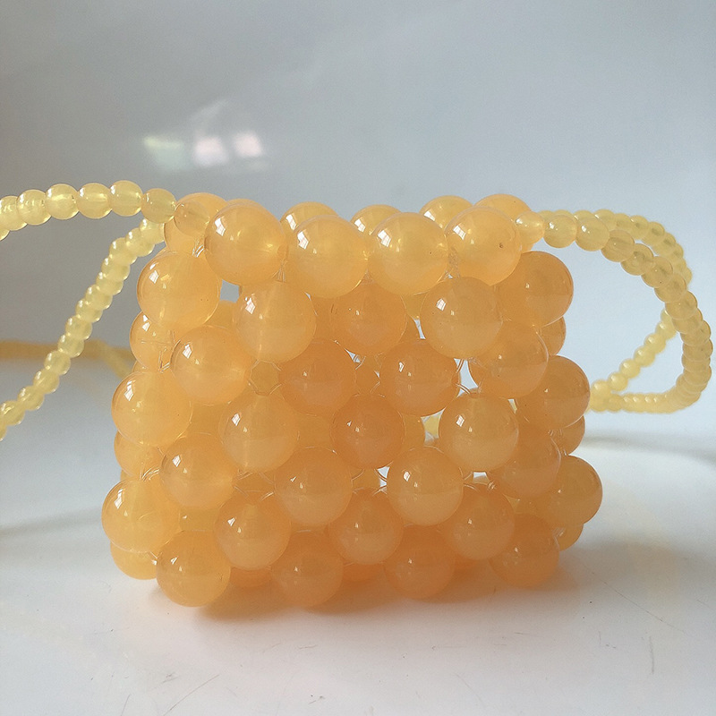 Mini Color Transparent Handmade Beaded Bag Imitation Pearl One-shoulder Diagonal