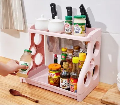 Kitchen Storage Shelving Kitchen Supplies Storage Artifact Multilayer Pink - Shop at LoveMi