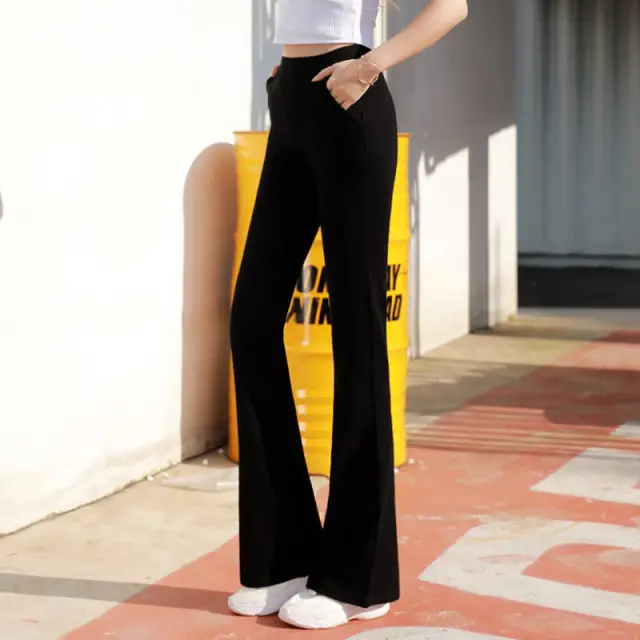 Women's Fashion Casual High Waist Flared Pants Black - Shop at LoveMi