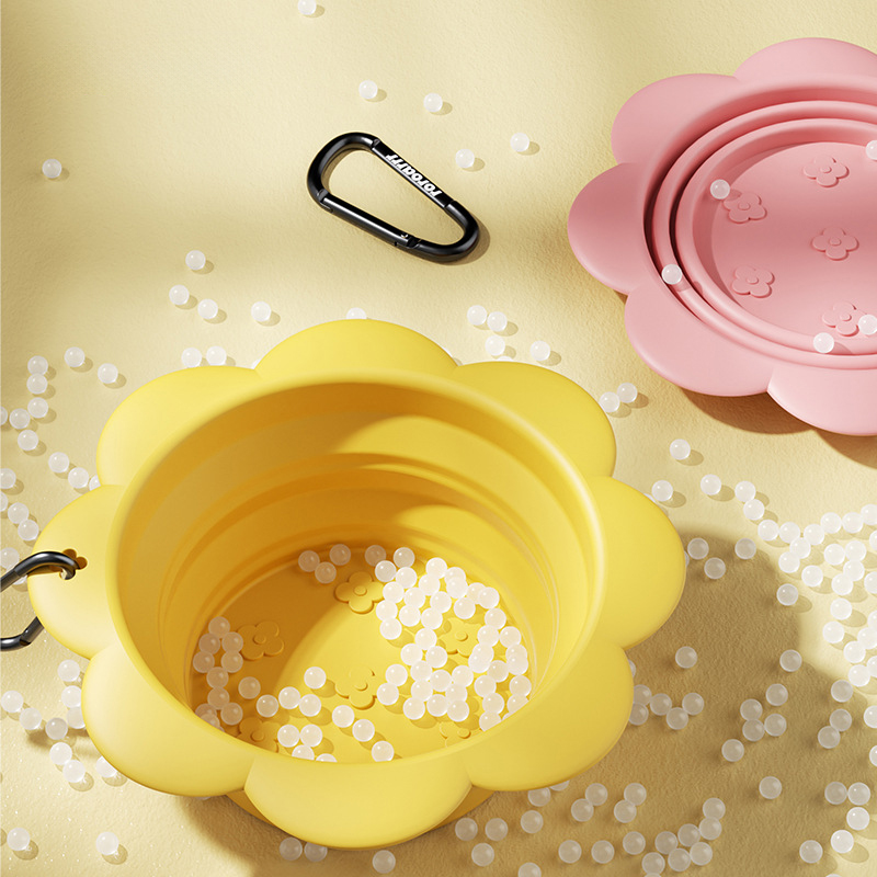 Dog Collapsible Bowl Folding Silicone Pet Travel Bowls Food Water Feeding BPA Free Foldable Cup Dish With Carabiner