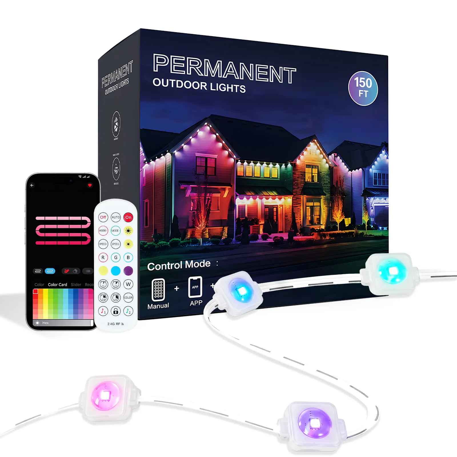 150ft Permanent Outdoor Lights Pro, Phone App