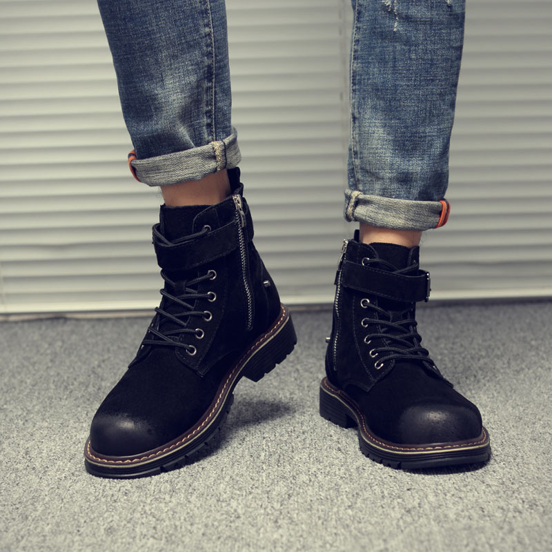 Leather Short Boots High-top Men's Boots Mid-top Tooling Shoes