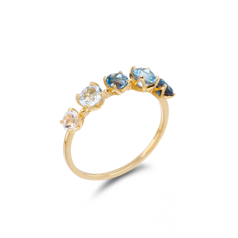 Title 2, Bague topaze progressive bleue en argent 925