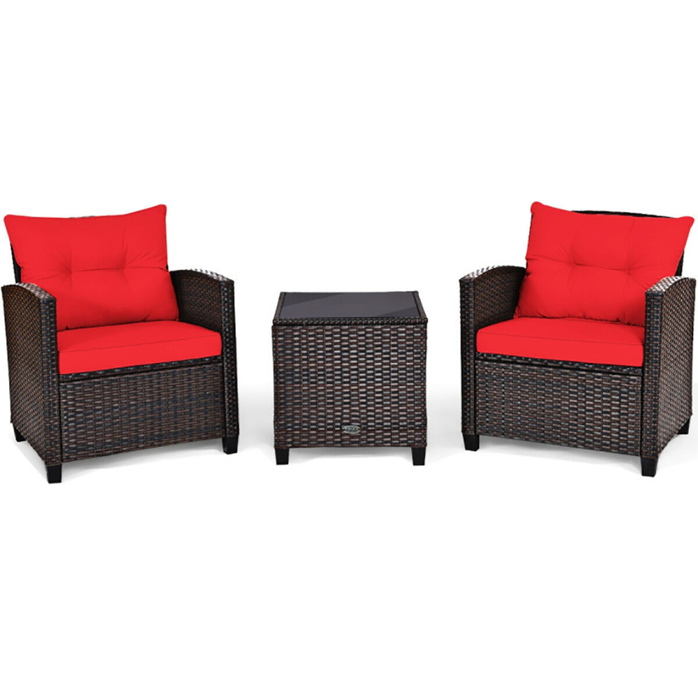 3 Pieces Rattan Patio Furniture Set With Washable Cushion — foto 8