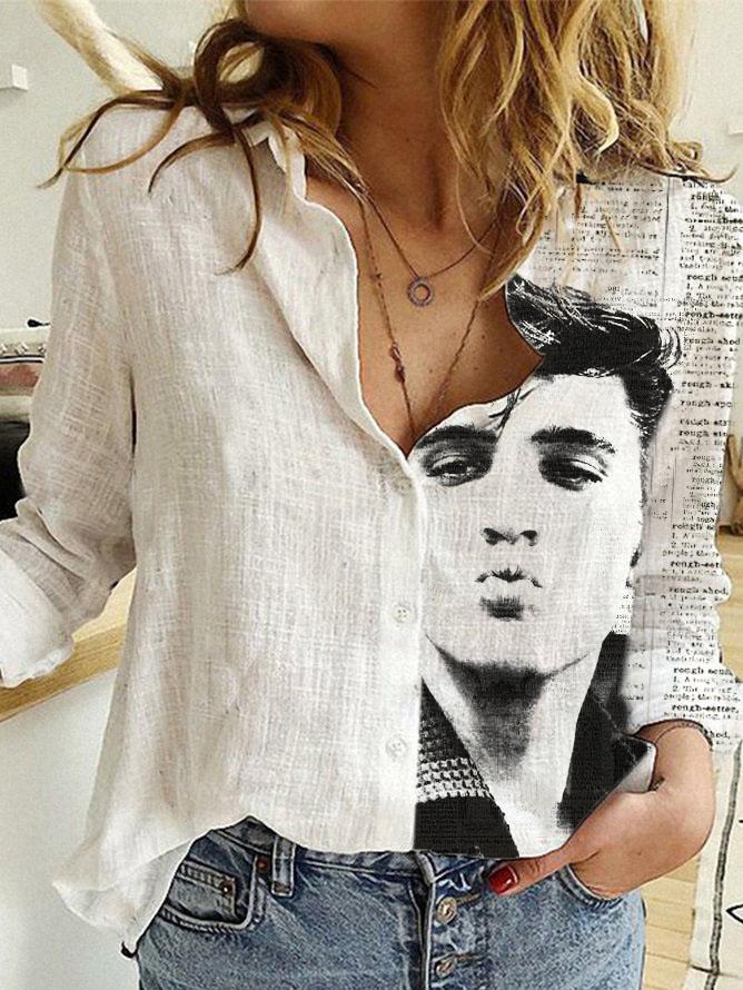 Fashion New Slub Cotton Temperament Plus Size Ladies Shirt