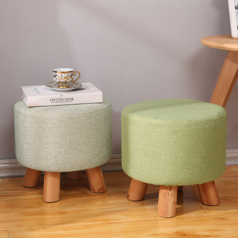 Small Wooden Footstool Footrest Pouffe Foot Stool Padded Ottoman Seat Bench B — image 5
