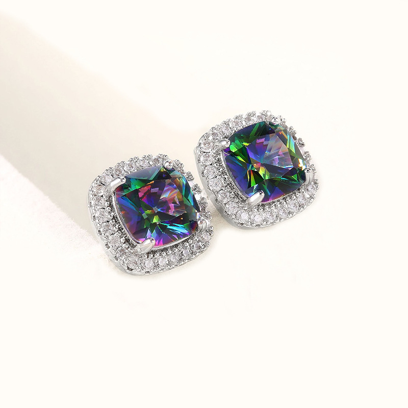 Colored Diamond Earrings European And American Fashion