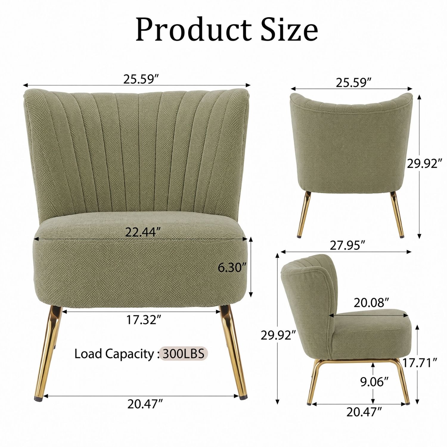 Small Armless Accent Chair, Upholstered Seat With Metal Legs, Modern Side Chair For Any Room — foto 4