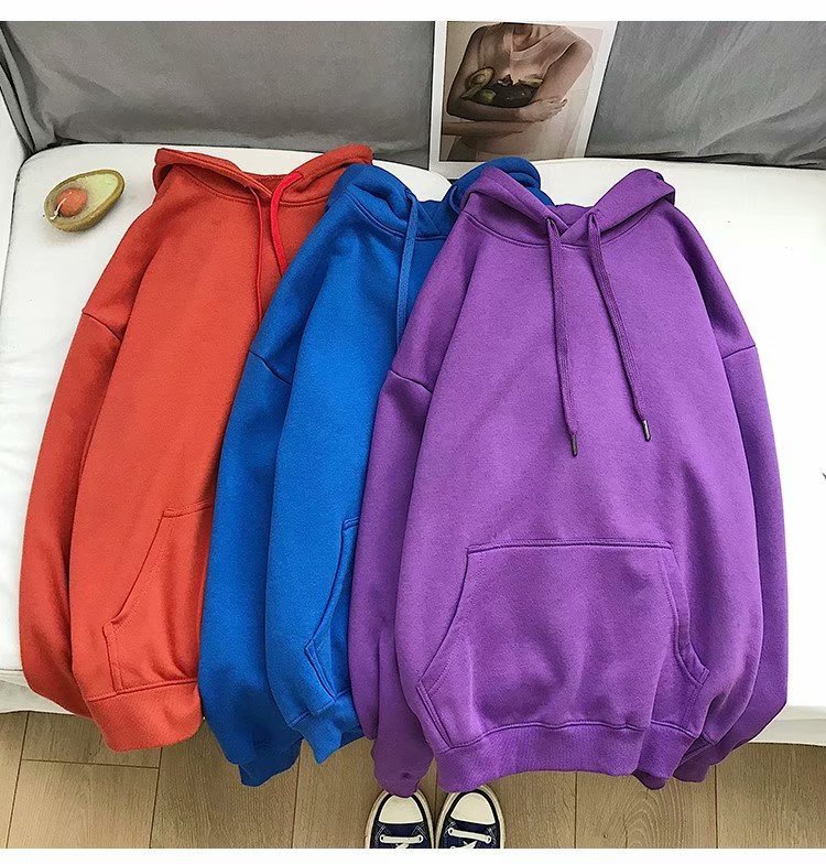 Title 4, Effen kleur hoodie met fleece gevoerd Losse cas...