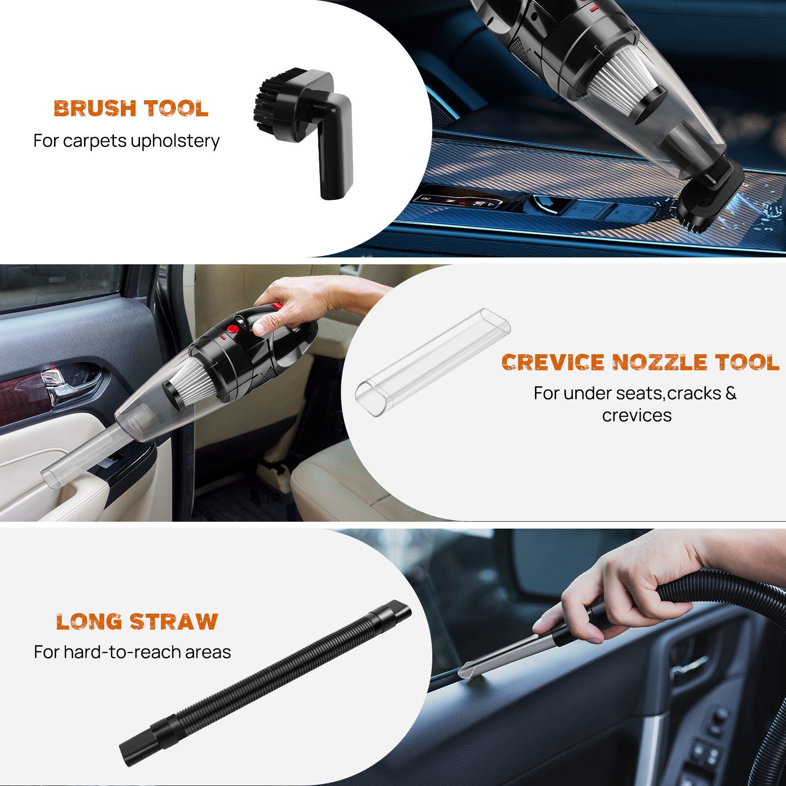 Mini Cordless Vacuum Cleaner Car Handheld Vacuum Power Suction USB Rechargeable