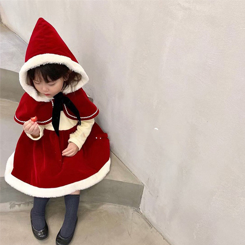Girls' Korean Style Fleece Patchwork Dress