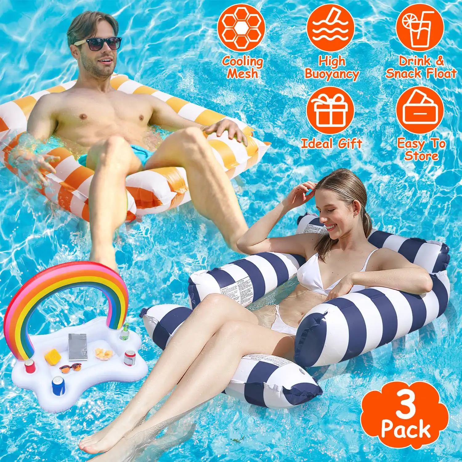 Set Of 3 Pack Inflatable Pool Floats