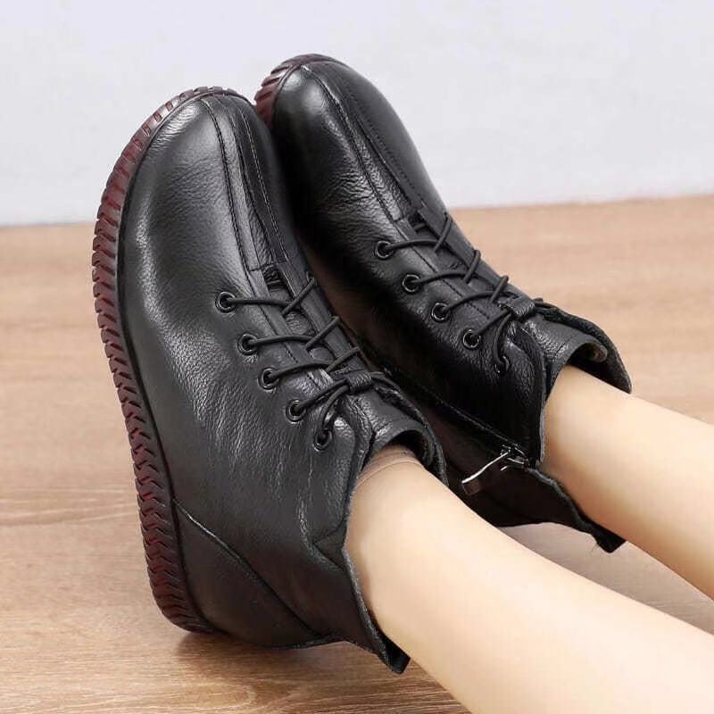 Low-cut Short Soft-soled Casual Bootsretro Mother Leather Boots