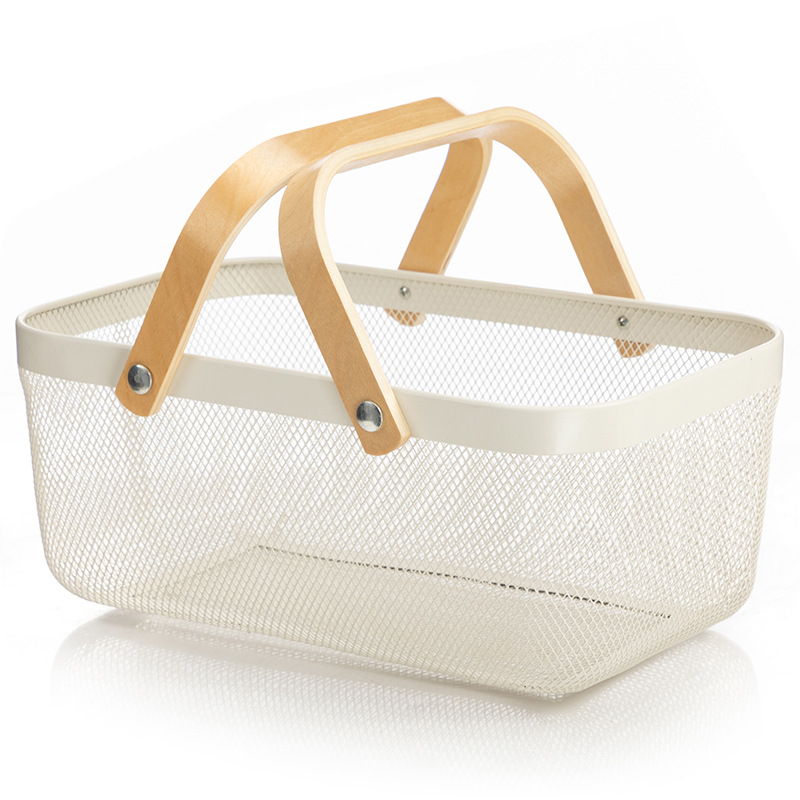 Title 4, Wooden Handle Mesh Basket Fruit Basket