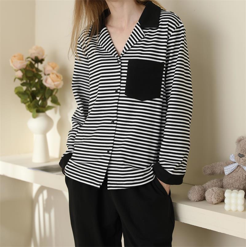 Black And White Stripes Long Sleeve Trousers Suit