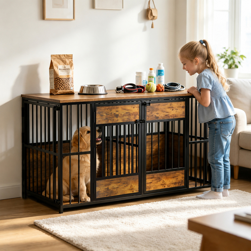 Wooden Dog Crate With Storage