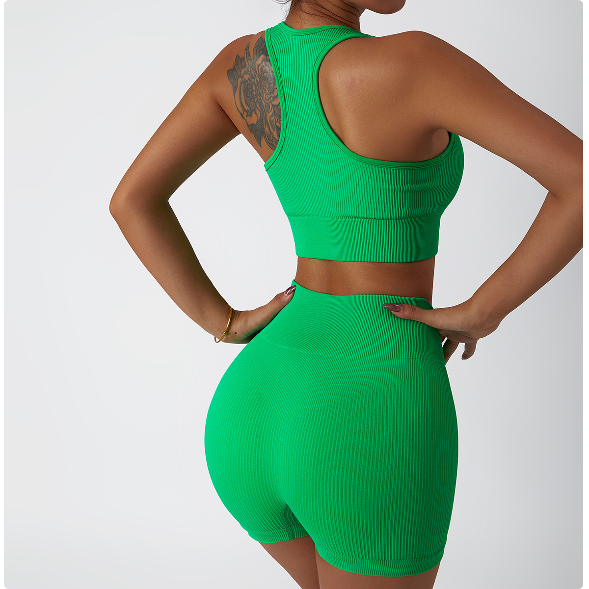 High Waist Tight Sports Yoga Suit Women Gather Back Beauty Fitness Suit