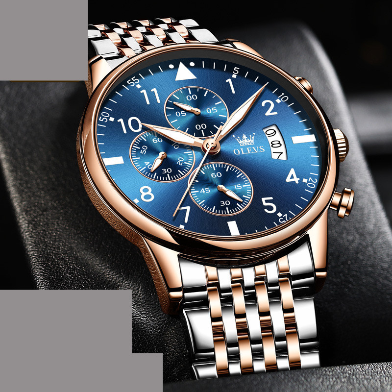 Multi-function Chronograph Quartz Watch Night Light Waterproof - Image 1