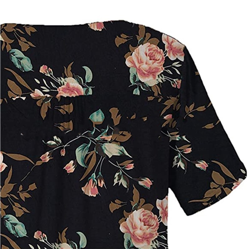 Title 7, Oversized Tunic Jacket Short Sleeve Casual Flor...