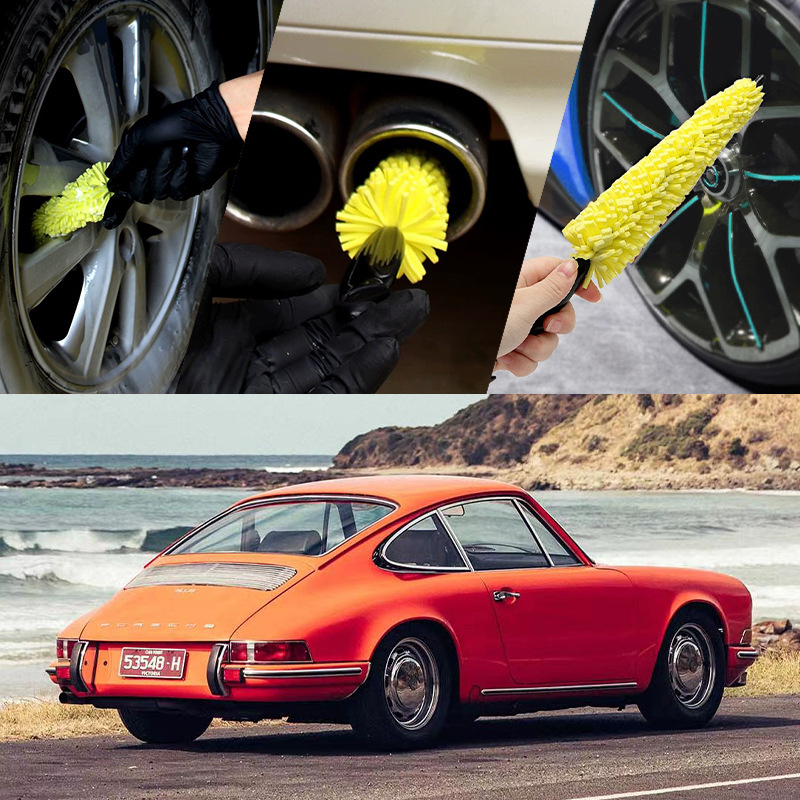 Sponge Tire Gap Cleaning Brush, Wheel Hub Brush, Steel Bell Brush, Multi-functional Car Cleaning Brush 5