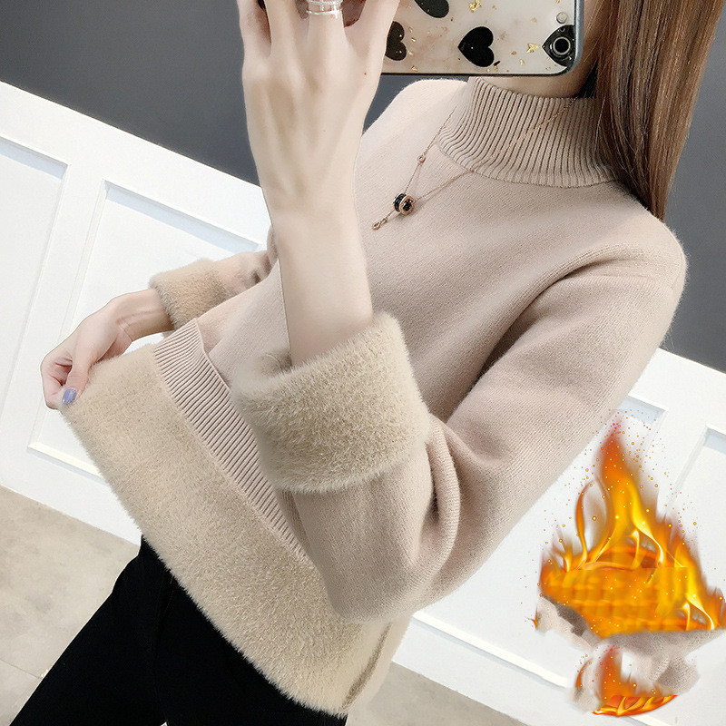 Title 6, All-in-One-Samt-Halbrollkragenpullover Damen He...