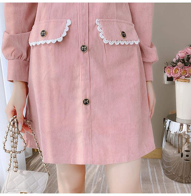 French Retro Slim Corduroy A-line Dress
